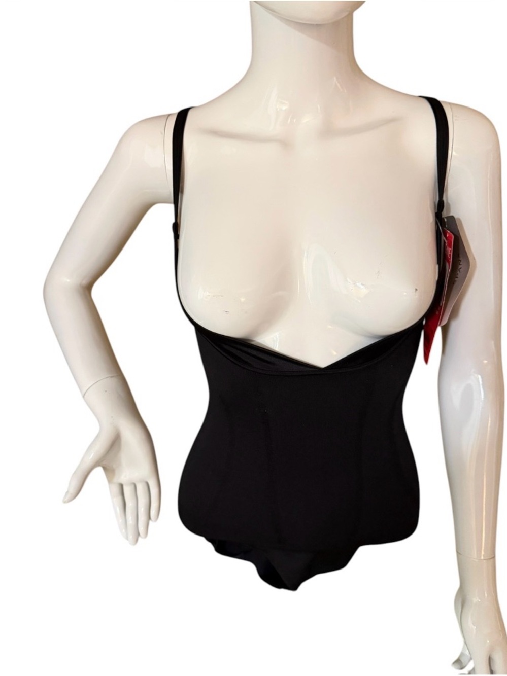 SPANX Black Firm Control Low-Cut Bodysuit with Adjustable Straps